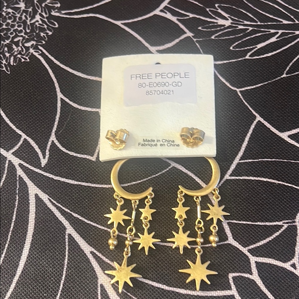 Free People Gold Star Dangle Earrings - Picture 5 of 5
